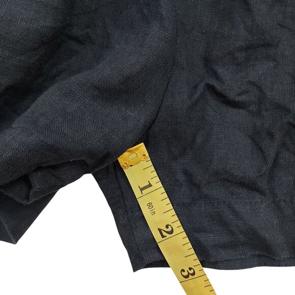 Seaside Tones Romper Womens Medium Navy 100% Linen Short Sleeve Beach Coastal - Picture 12 of 12